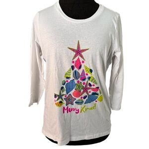 NWT Caribbean Joe Shell Theme Christmas T Shirt Small Novelty Print